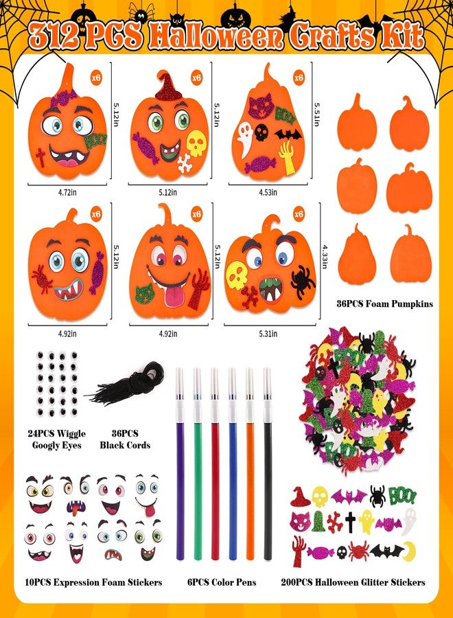 OCHIDO 312 PCS Halloween Crafts for Kids, DIY Foam Pumpkins for Craft Bulk, Halloween Arts and Crafts for Party Favors Supplies, Halloween's Decorations, Classroom Craft Activities - Image 2
